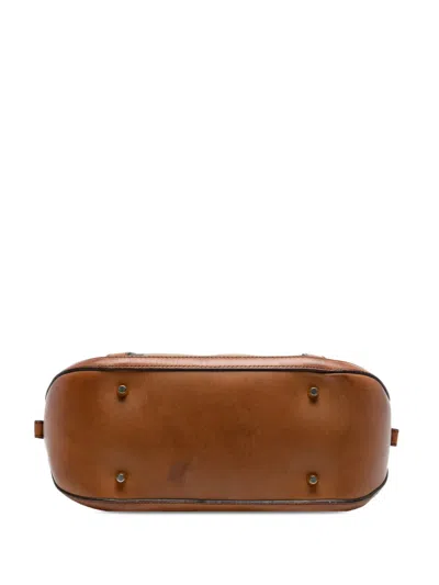 Pre-owned Burberry 2000-2017 Small Leather Trimmed House Check Canvas Bridle Orchard Satchel In Brown