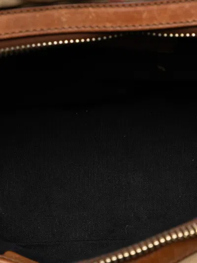 Pre-owned Burberry 2000-2017 Small Leather Trimmed House Check Canvas Bridle Orchard Satchel In Brown