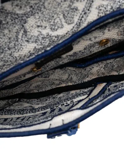 Pre-owned Dior 2020 Canvas Embroidered Toile De Jouy Saddle Bag Shoulder Bag In Blue