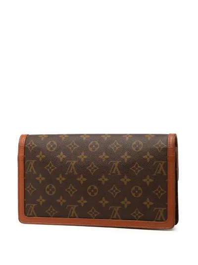 Pre-owned Louis Vuitton 1999 Monogram Pochette Dame Gm Clutch Bag In Brown