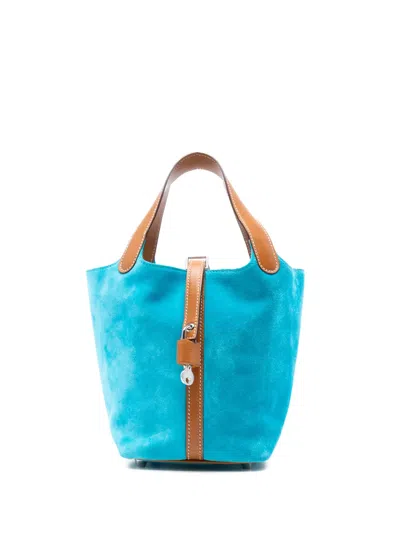 Pre-owned Hermes 2018 Doblis And Butler Picotin Lock 18 Handbag In Blue