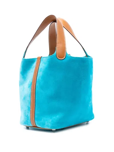 Pre-owned Hermes 2018 Doblis And Butler Picotin Lock 18 Handbag In Blue