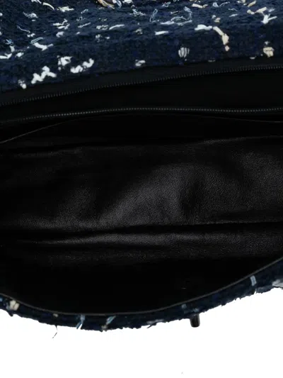 Pre-owned Chanel 2010-2011 Quilted Tweed St Tropez Flap Shoulder Bag In Blue