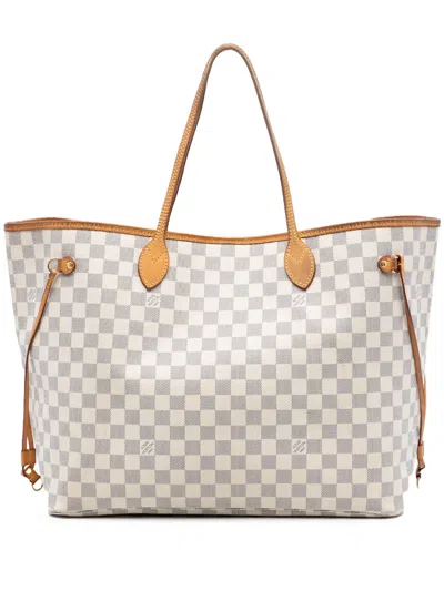 Pre-owned Louis Vuitton 2011 Damier Azur Neverfull Gm Tote Bag In White