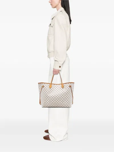 Pre-owned Louis Vuitton 2011 Damier Azur Neverfull Gm Tote Bag In White