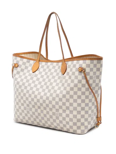 Pre-owned Louis Vuitton 2011 Damier Azur Neverfull Gm Tote Bag In White