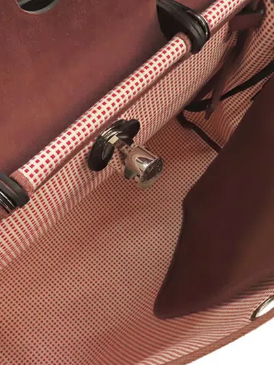 Pre-owned Hermes 2022 Toile Criss Viking Vache Hunter Herbag Zip 31 Satchel In Red