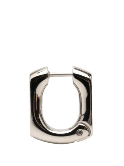 Pre-owned Louis Vuitton 2025 Brass Monogram Chain Hoop Earring Costume Earrings In Silver