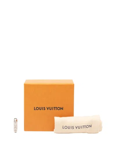 Pre-owned Louis Vuitton 2025 Brass Monogram Chain Hoop Earring Costume Earrings In Silver