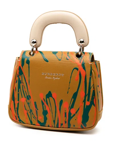 Pre-owned Burberry 2000-2017 Mini Leather Splashed Dk88 Top Handle Bag Satchel In Brown