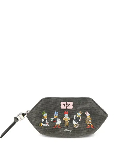 Ganni X Disney Printed Zip Wallet In Gray