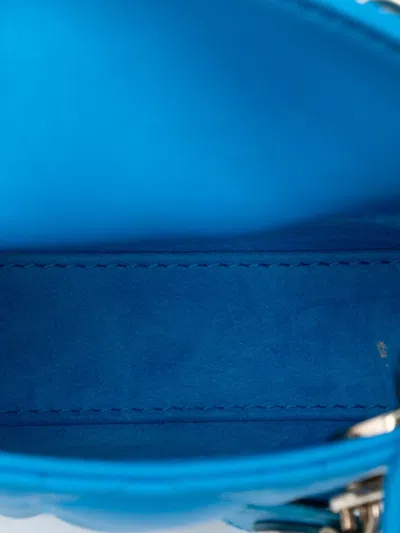 Pre-owned Dior 2021 Micro Lambskin Cannage Lady  Satchel In Blue