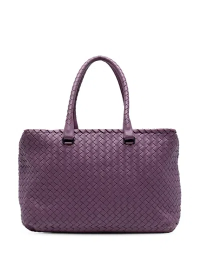 Pre-owned Bottega Veneta 2012-2025 Nappa Intrecciato Brick Tote Bag In Purple