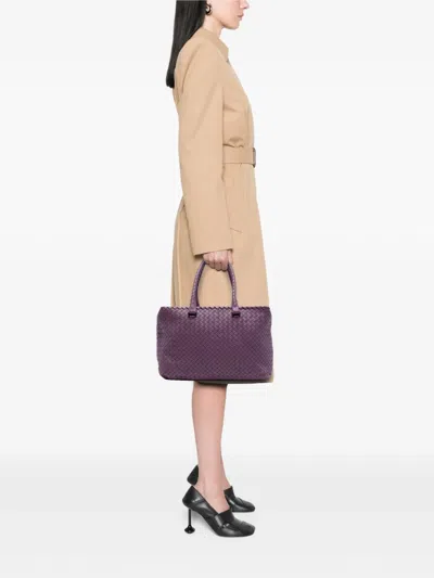 Pre-owned Bottega Veneta 2012-2025 Nappa Intrecciato Brick Tote Bag In Purple