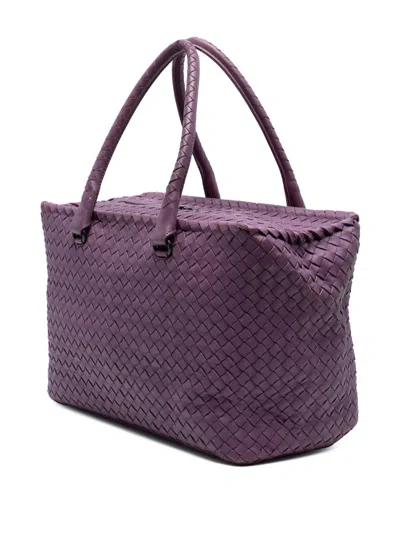 Pre-owned Bottega Veneta 2012-2025 Nappa Intrecciato Brick Tote Bag In Purple