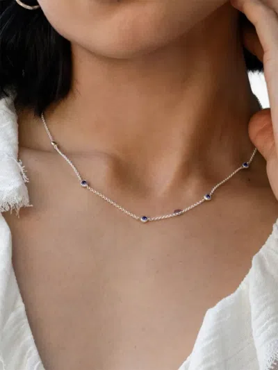 Dower & Hall Sapphire-embellishment Necklace In Silver