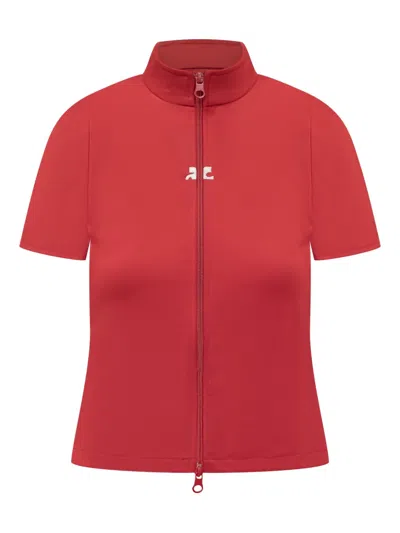 Courrèges Zipped Interlock Top In Red