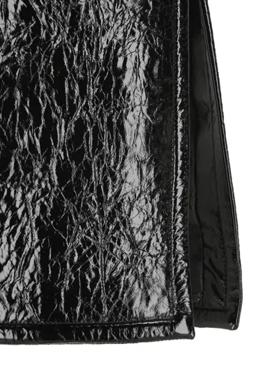 Gucci Glossy Leather Midi Skirt With Side Slit In Black