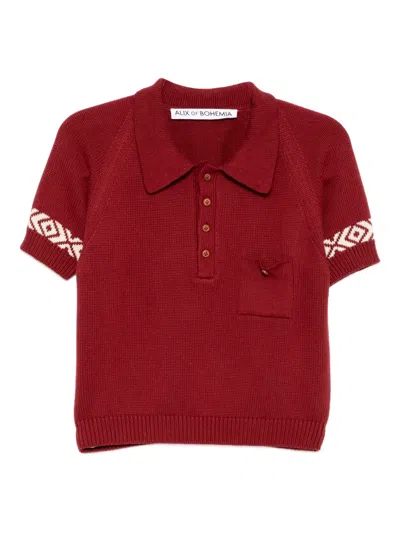 Alix Of Bohemia Cotton Polo Top In Red