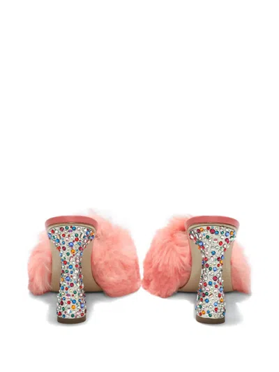 Paul Andrew 95mm Arc Fluffy Embellished-heel Sandals In Multi