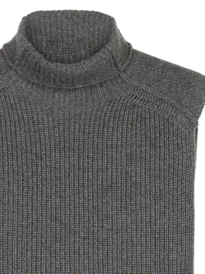 Ports 1961 Ribbed Turtleneck Top In Gray