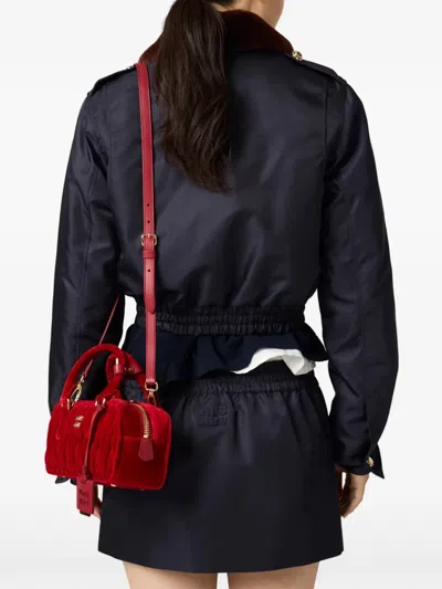 Miu Miu Arcadie Matelassé Tote Bag In Red