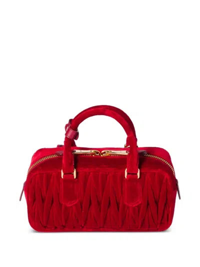 Miu Miu Arcadie Matelassé Tote Bag In Red