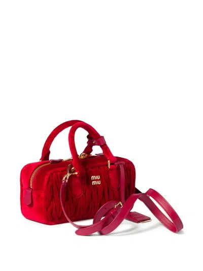 Miu Miu Arcadie Matelassé Tote Bag In Red