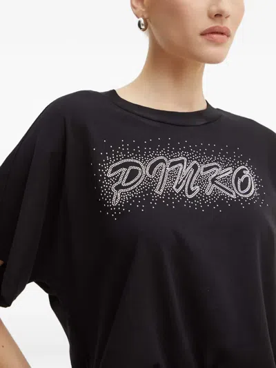 Pinko Short-sleeved Cotton T-shirt In Black