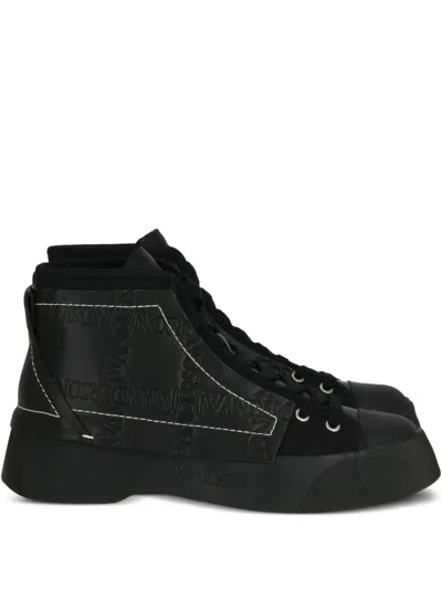 Jw Anderson Debossed-logo Sneakers In Black