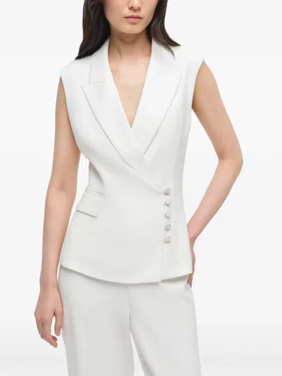 Simkhai Valarie Crossover-front Blazer Vest In White