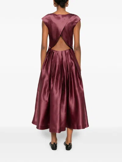 Mark Kenly Domino Tan Dilia Atelier Pleated Dress In Burgundy
