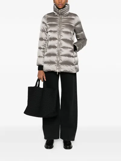 Moorer Quilted-design Coat In Metallic