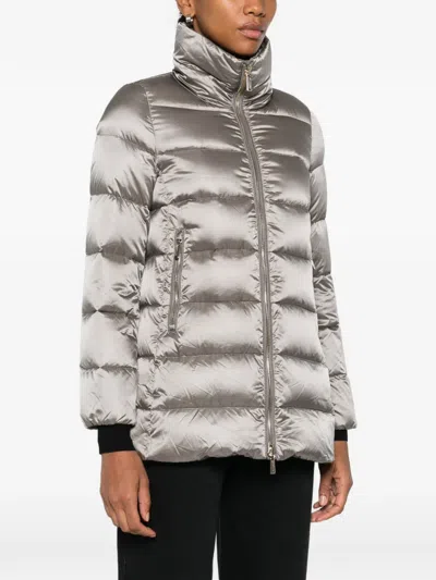 Moorer Quilted-design Coat In Metallic