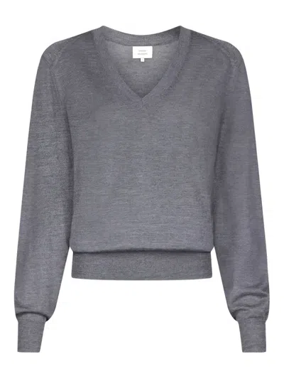 Loulou De Saison Juliolds V-neck Ribbed Sweater In Gray