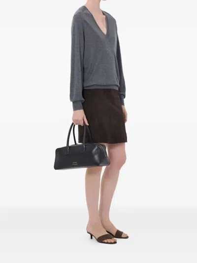 Loulou De Saison Juliolds V-neck Ribbed Sweater In Gray