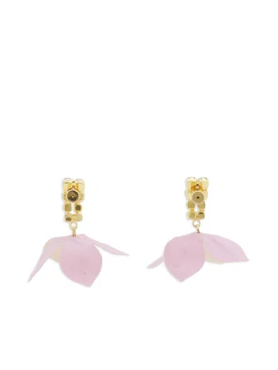 Marni Rhinestone Flower-pendant Earrings In Pink