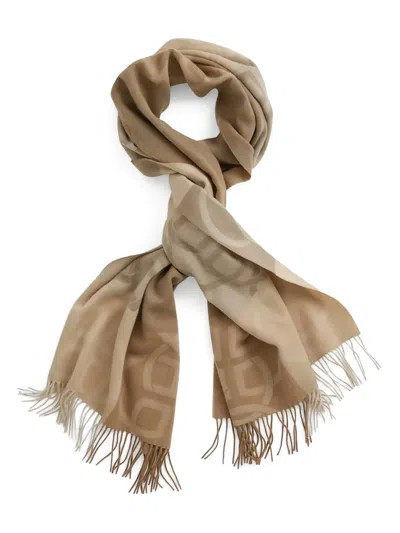 Gant Monogram-patter Fringed Scarf In Brown