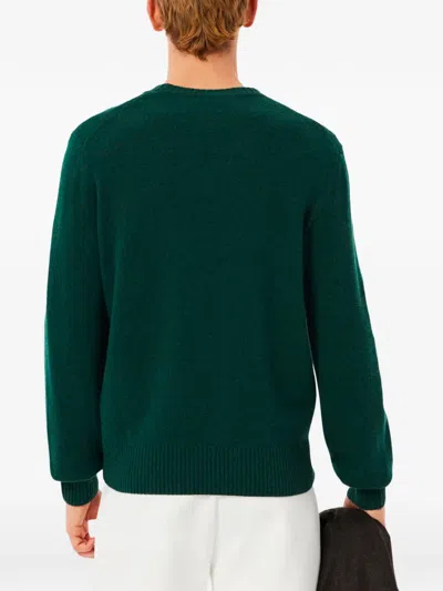 Lacoste Wool Crew Neck Sweater In Brown