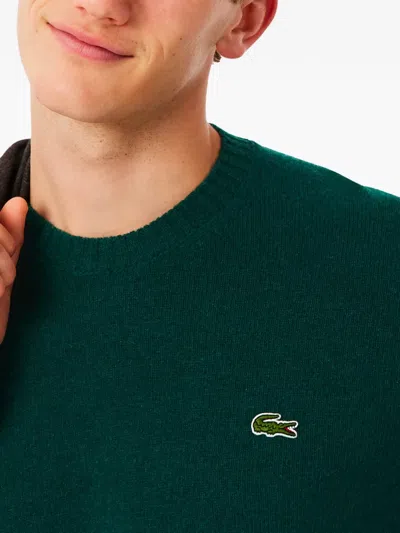Lacoste Wool Crew Neck Sweater In Brown