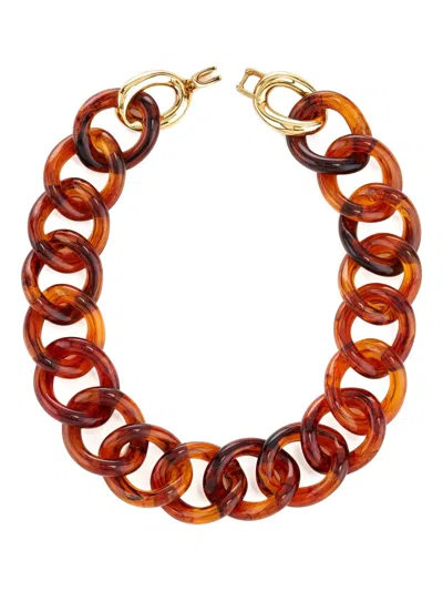 Kenneth Jay Lane Tortoiseshell Chain-link Necklace In Burgundy