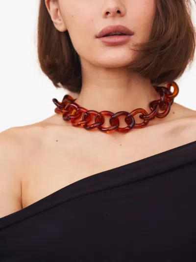 Kenneth Jay Lane Tortoiseshell Chain-link Necklace In Burgundy