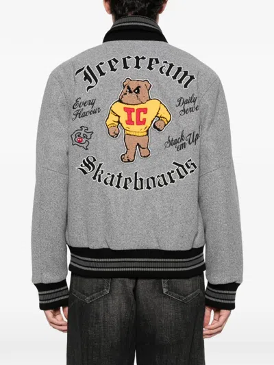 Icecream Cotton Bomber Jacket In Gray