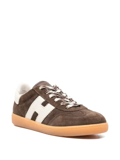 Hogan Chocolate Brown Suede Platform Sneakers With Lace-up Closure And H Logo Detail