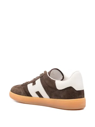 Hogan Chocolate Brown Suede Platform Sneakers With Lace-up Closure And H Logo Detail