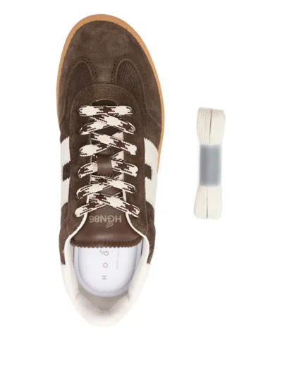 Hogan Chocolate Brown Suede Platform Sneakers With Lace-up Closure And H Logo Detail