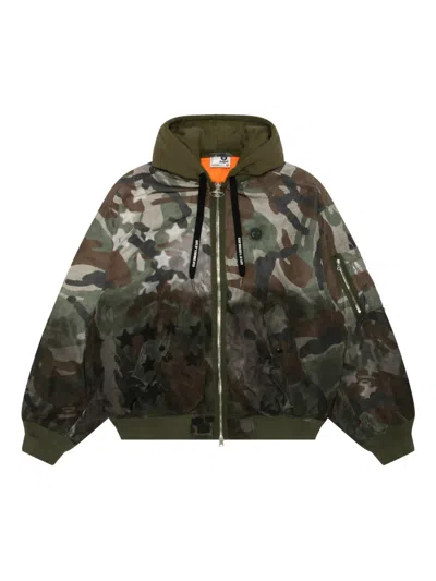 Aape By A Bathing Ape Zip-up Hooded Jacket In Green