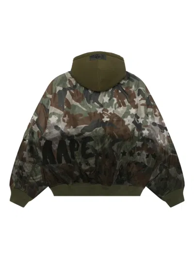 Aape By A Bathing Ape Zip-up Hooded Jacket In Green