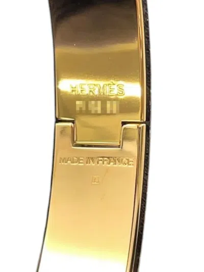 Pre-owned Hermes 2000-2025 Narrow Enamel Bride De Cour Clic H Bracelet Pm Costume Bracelet In White