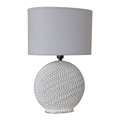 Melrose International Notched Ceramic Table Lamp 18"h - White, Grey In White